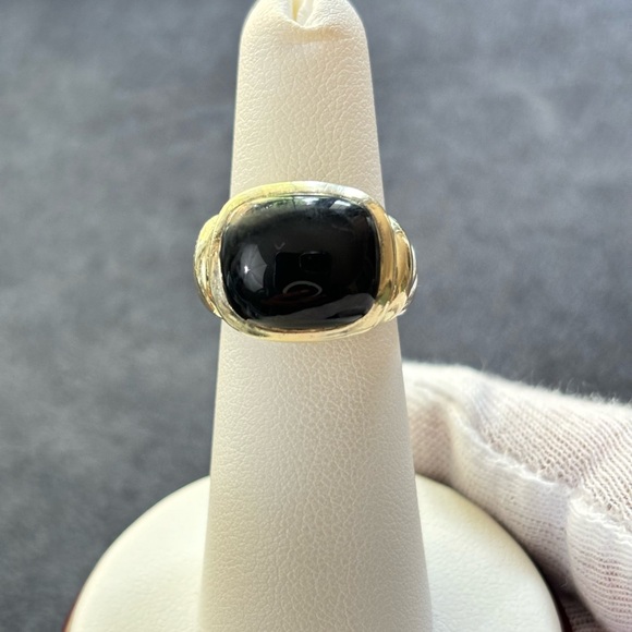 David Yurman 925 & 14k Gold Noblesse Ring with Black Onyx 5.5 - Picture 8 of 10
